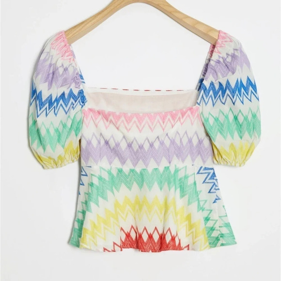 Size medium Yumi Kim peplum puff sleeves blouse in excellent like-new condition​ - Picture 3 of 3